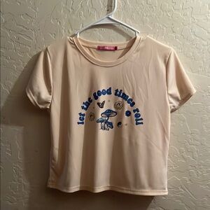 Crop Graphic Tee “Let the good times roll” XL